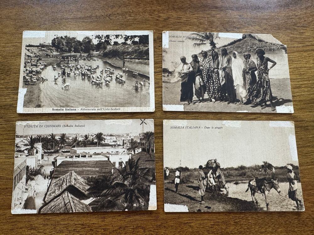 RARE Vintage Italian Somaliland Somalia Postcard Lot Chisimaio Uebi Scebeli